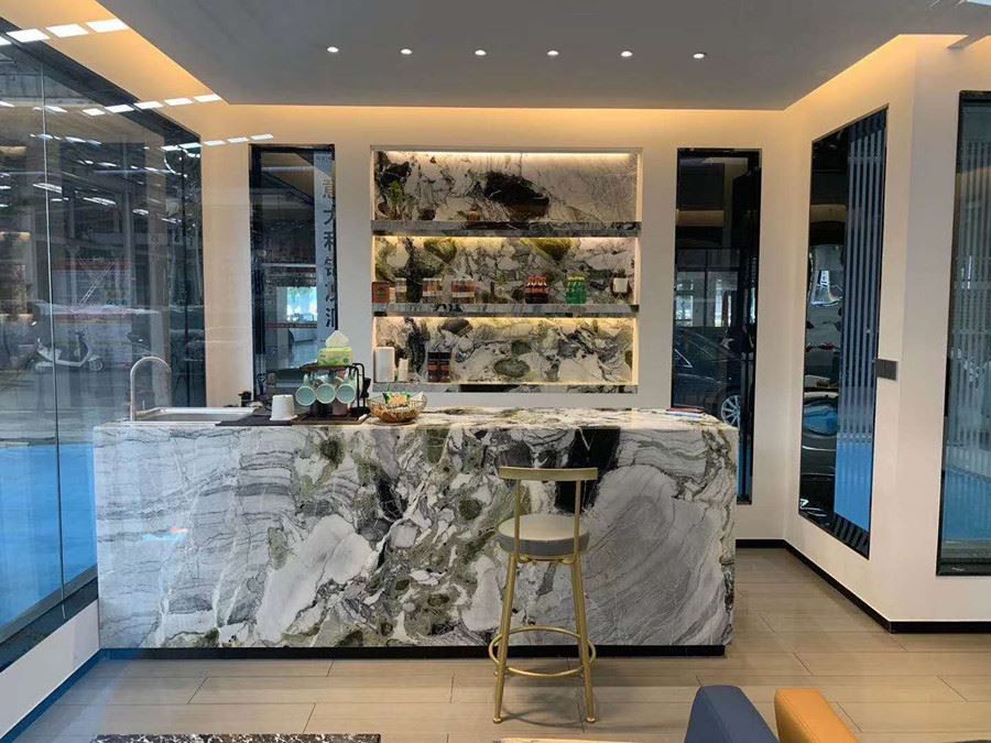 Cold jade marble green color natural marble mini bar top set